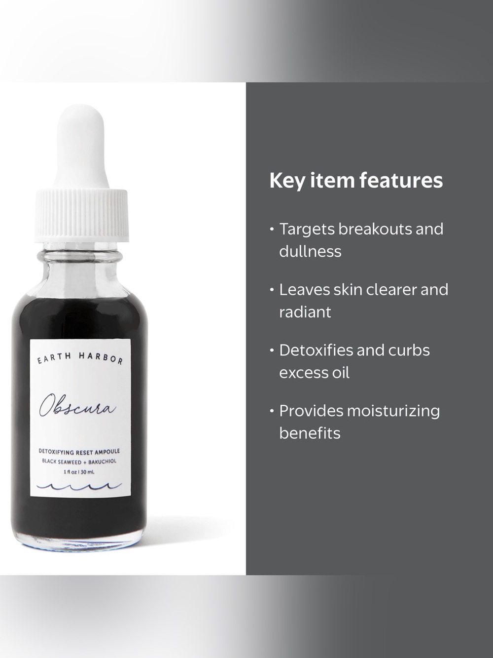 Earth Harbor Obscura Detoxifying Reset Ampoule - Black Seaweed + Bakuchiol NWOT!